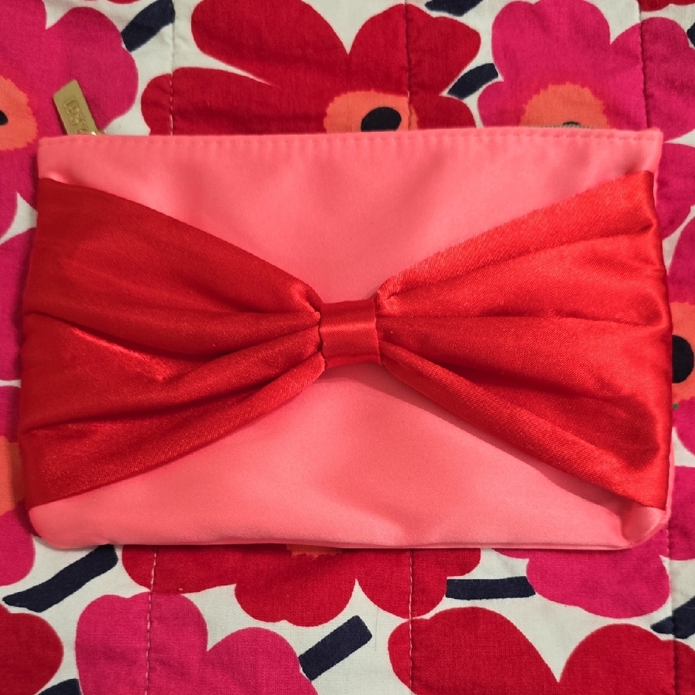 Pink and Red Bow Makeup Organizer Pouch